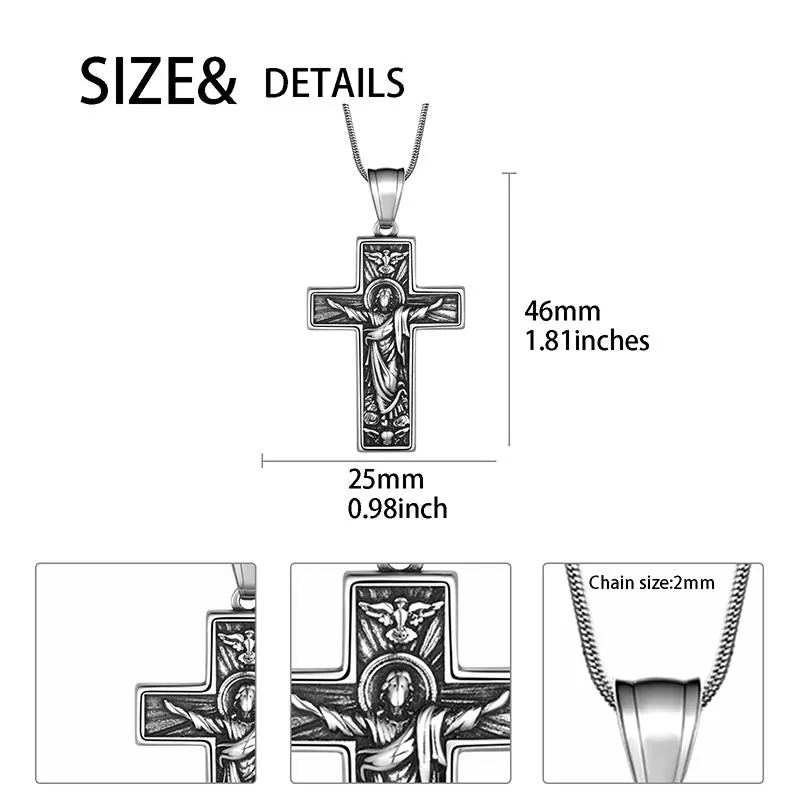 Tokyo Mart Men Cross Necklace Crucifix Jesus Pendant Christ Jewelry Stainless Steel