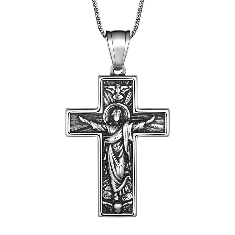 Tokyo Mart Men Cross Necklace Crucifix Jesus Pendant Christ Jewelry Stainless Steel