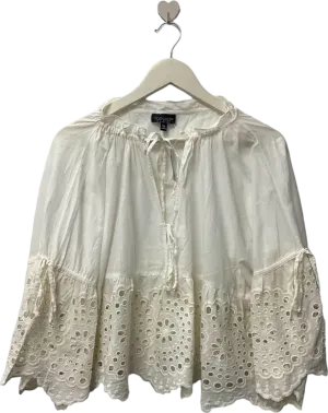 Topshop White Embroidered Blouse UK 8