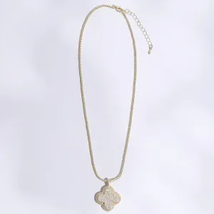 Twisted Outline Clover Pave CZ Pendant Necklace