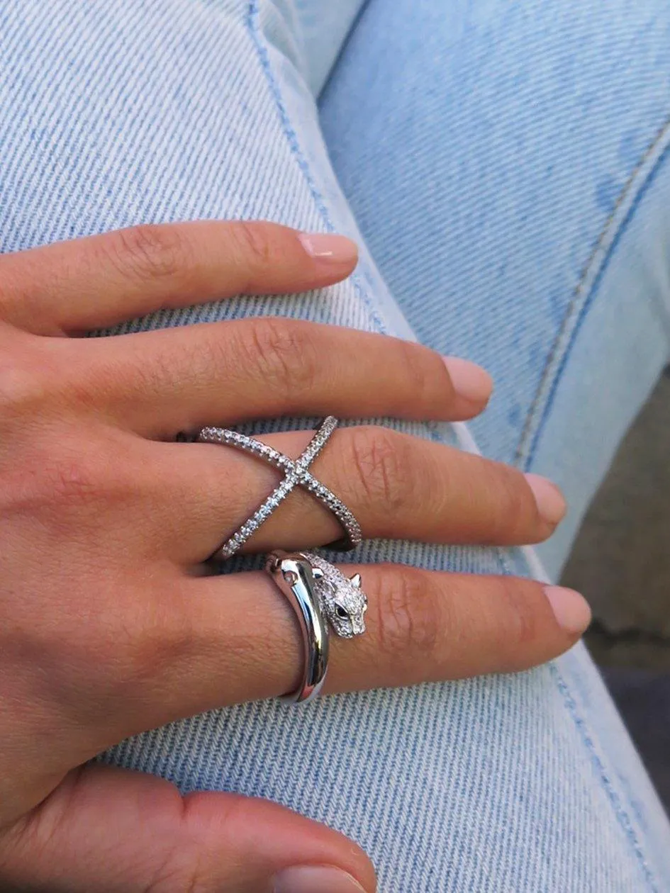 Twisted Sterling Silver Panther Ring