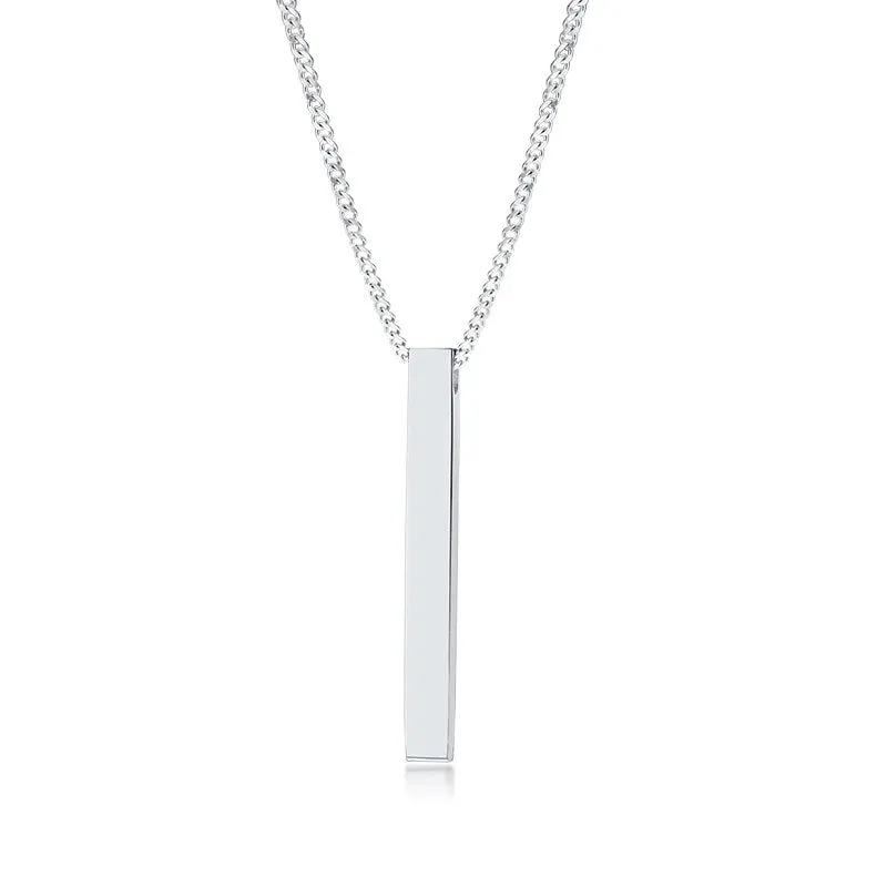 Vnox 3D Vertical Bar Necklaces for Men, Layering Stainless Steel Geometric Pendant, Layered Wheat Rope Cuban Chain, Boy Collar