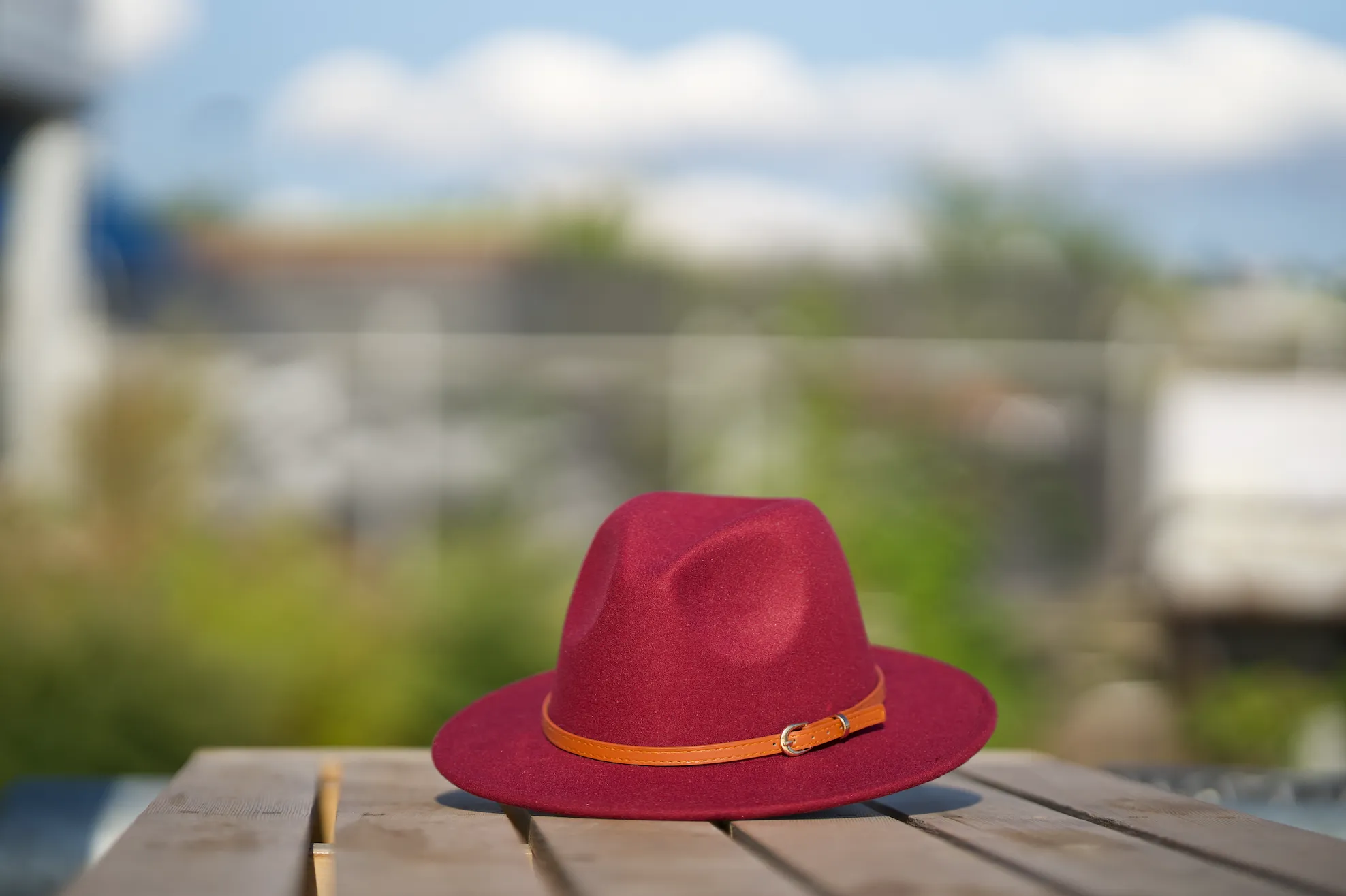 Wine Red Fedora Hat