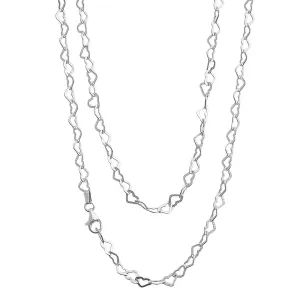 Women's Silver Heart Links Chain Necklace | 925 Silver Italian Chain Necklace for Women Girls Heart Design