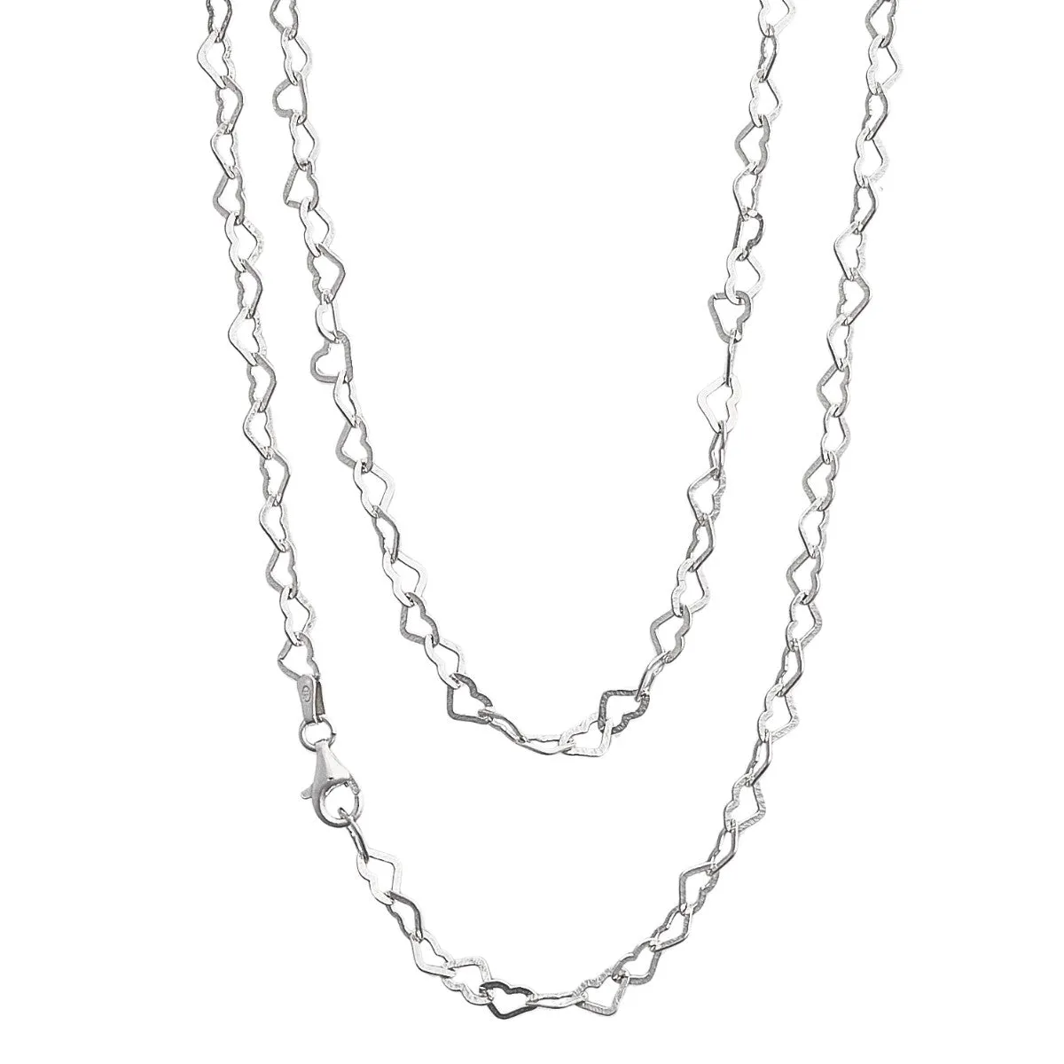 Women's Silver Heart Links Chain Necklace | 925 Silver Italian Chain Necklace for Women Girls Heart Design