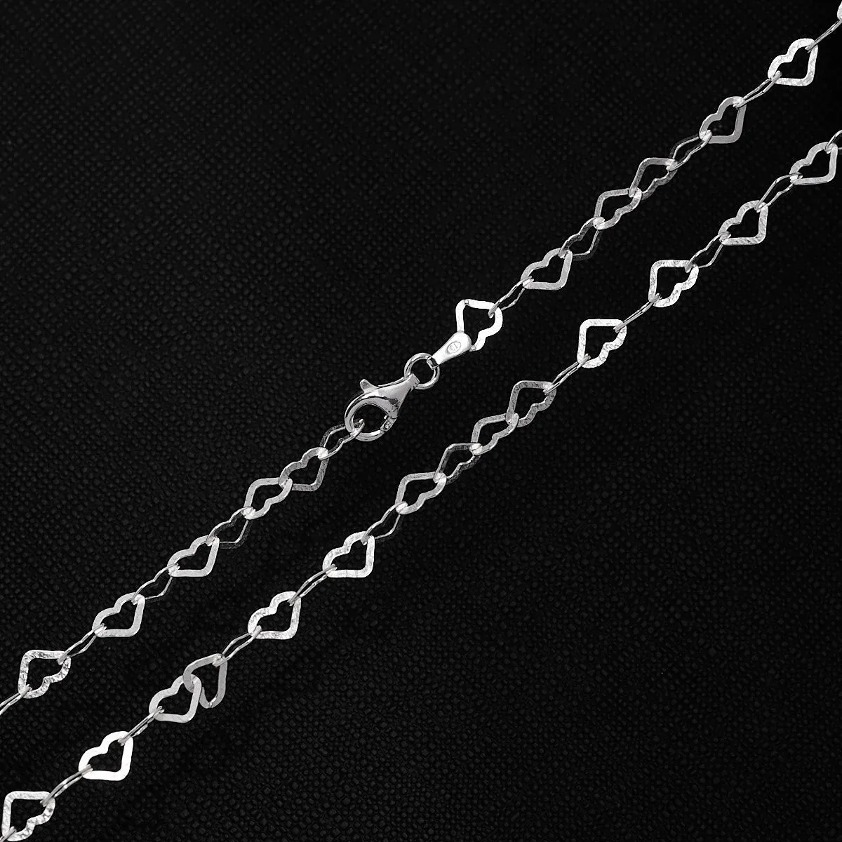 Women's Silver Heart Links Chain Necklace | 925 Silver Italian Chain Necklace for Women Girls Heart Design