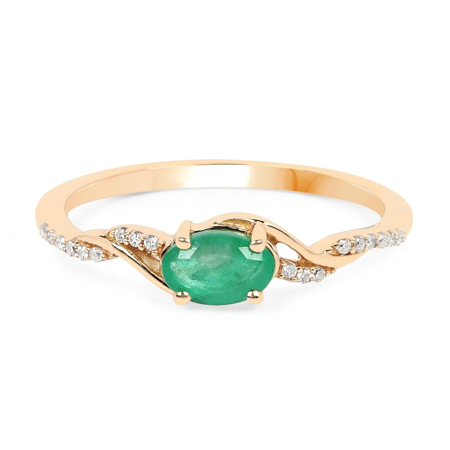 Zambian Emerald with Diamonds in 14K Gold, Exquisite yet Affordable!