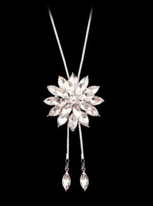 Zircon Snowflake Long Necklace Sweater Chain